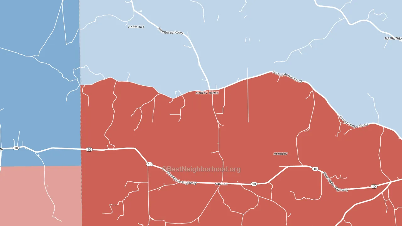 Forest Home, AL block-group political-lean map