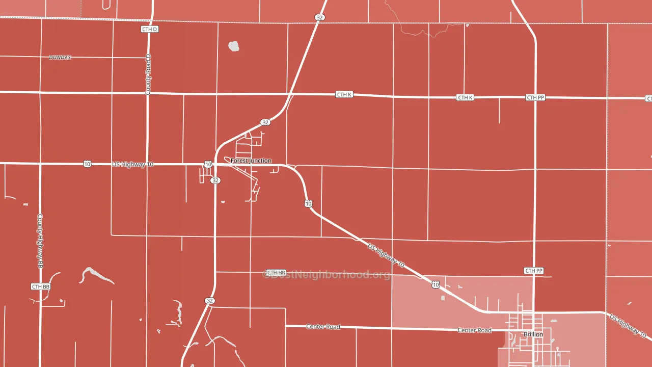 Forest Junction, WI block-group political-lean map