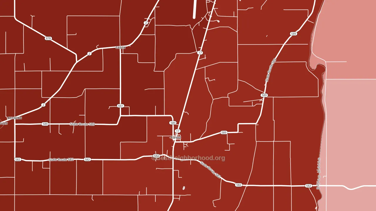 Forest, LA block-group political-lean map