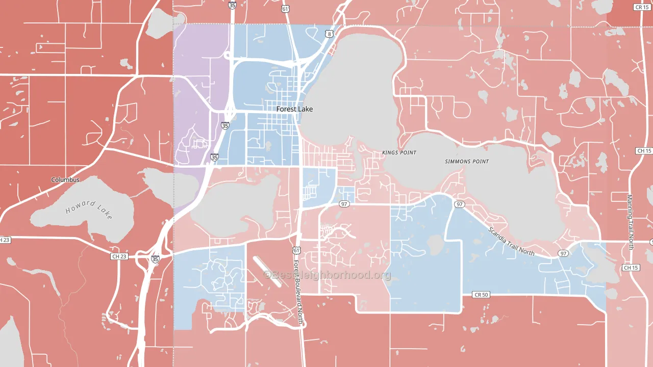 Forest Lake, MN block-group political-lean map