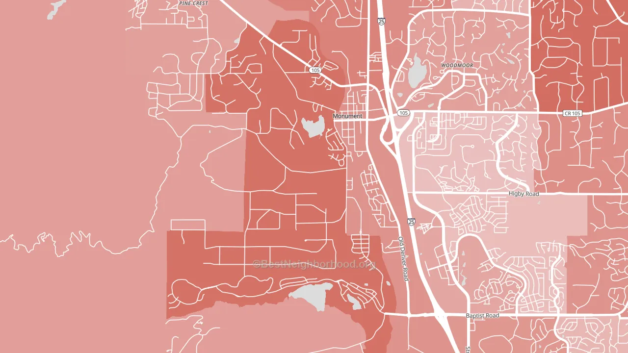 Forest Lakes, Monument, CO block-group political-lean map