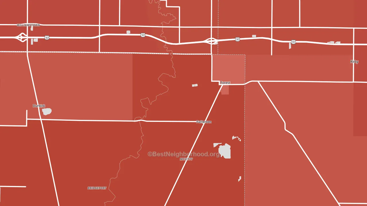 Forest, OH block-group political-lean map