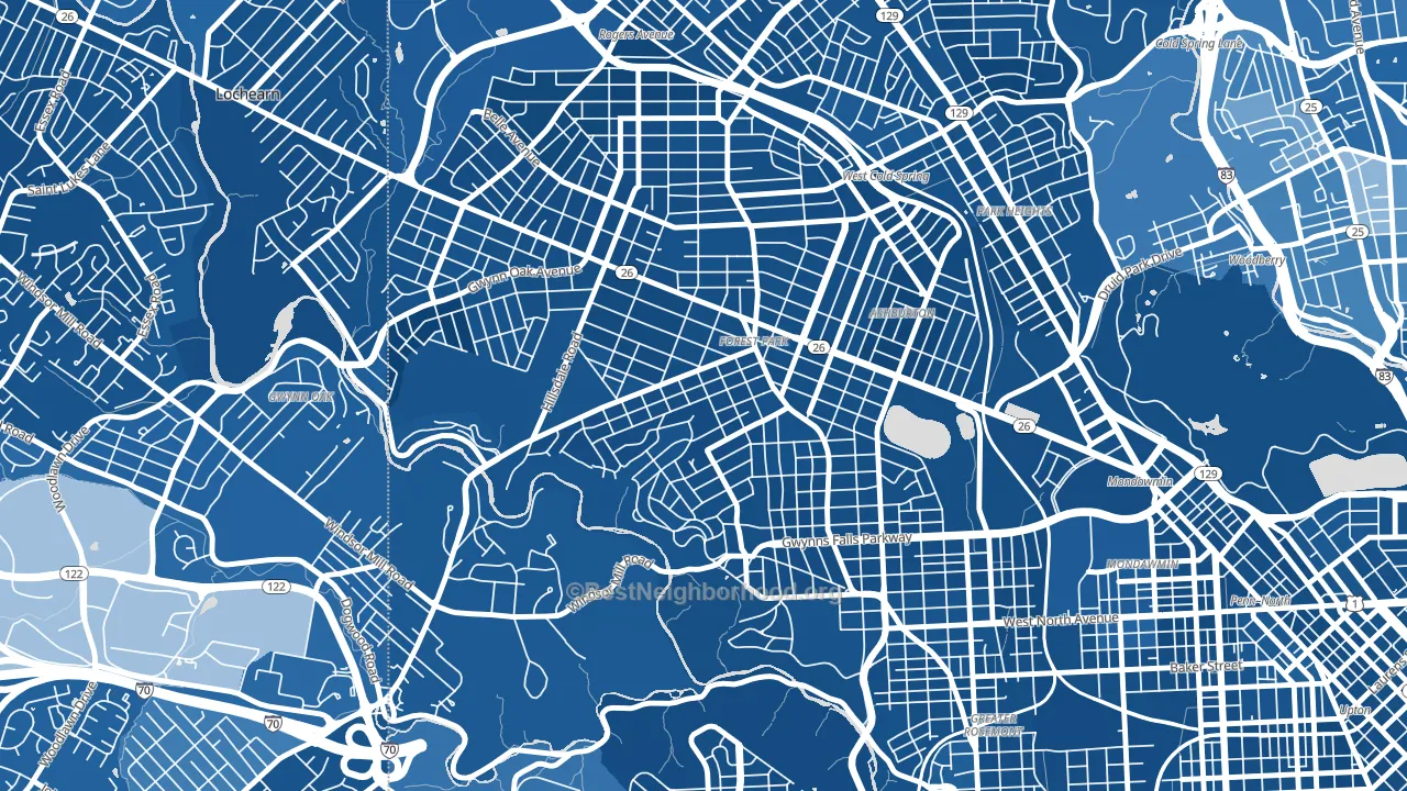 Forest Park, Baltimore, MD block-group political-lean map
