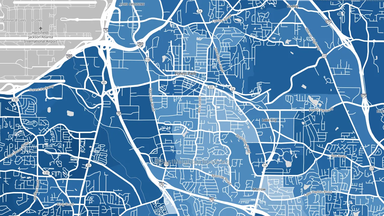 Forest Park, GA block-group political-lean map