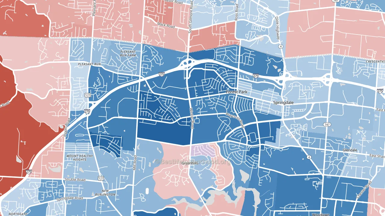 Forest Park, OH block-group political-lean map