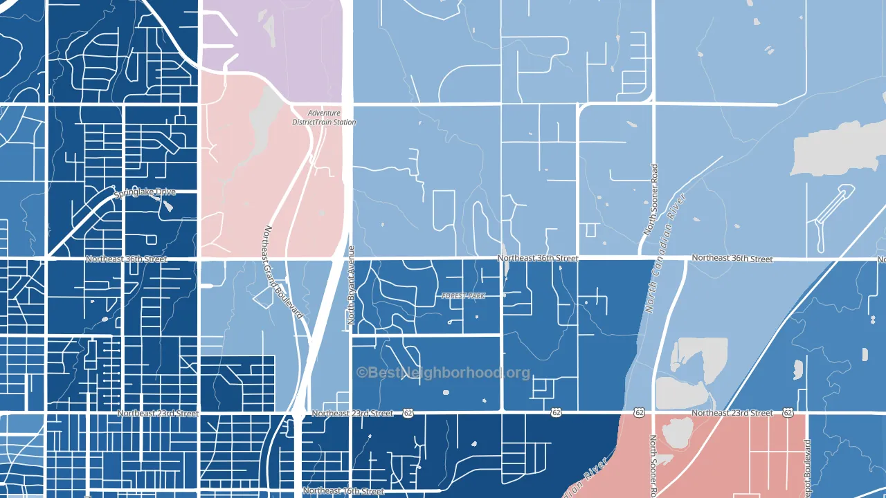 Forest Park, OK block-group political-lean map