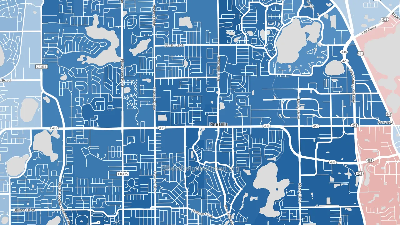 Forest Park, Pine Hills, FL block-group political-lean map