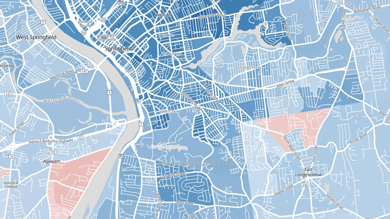 Forest Park, Springfield, MA block-group political-lean map