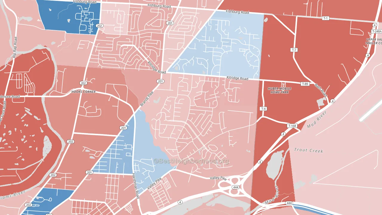 Forest Ridge-Quail Hollow, Dayton, OH block-group political-lean map