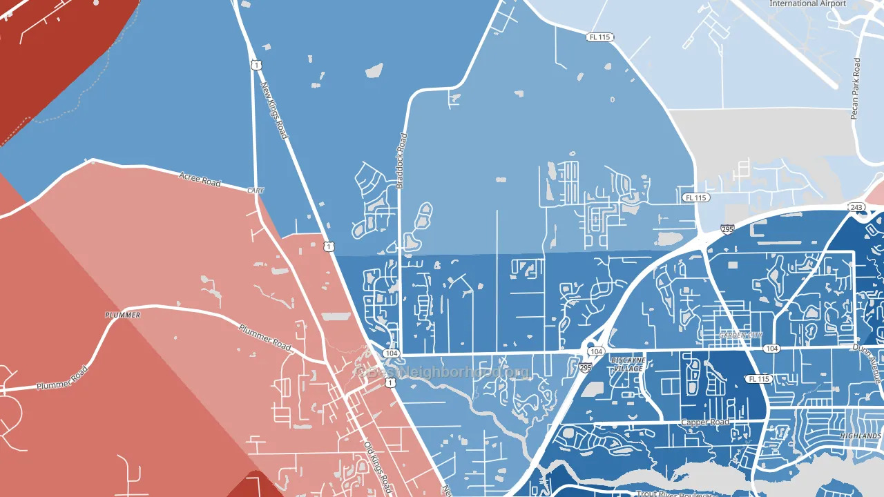 Forest Trails, Jacksonville, FL block-group political-lean map