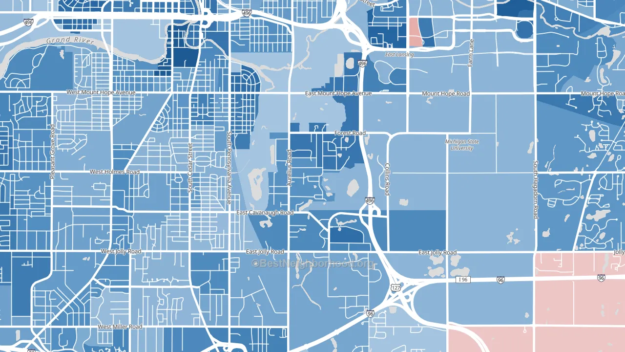 Forest View, Lansing, MI block-group political-lean map