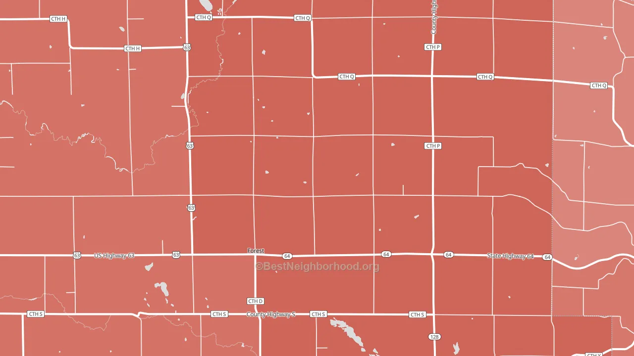 Forest, WI block-group political-lean map