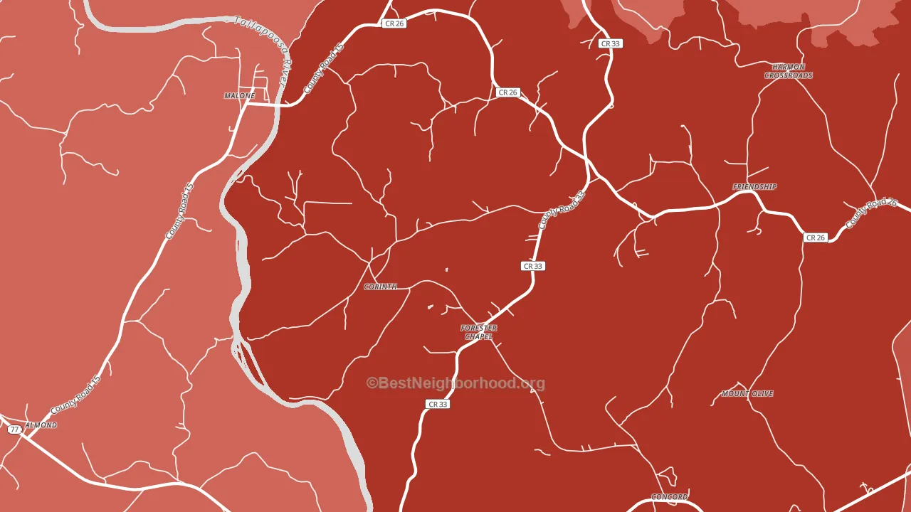 Forester Chapel, AL block-group political-lean map
