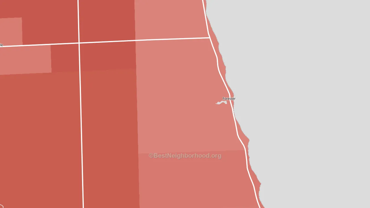 Forester, MI block-group political-lean map
