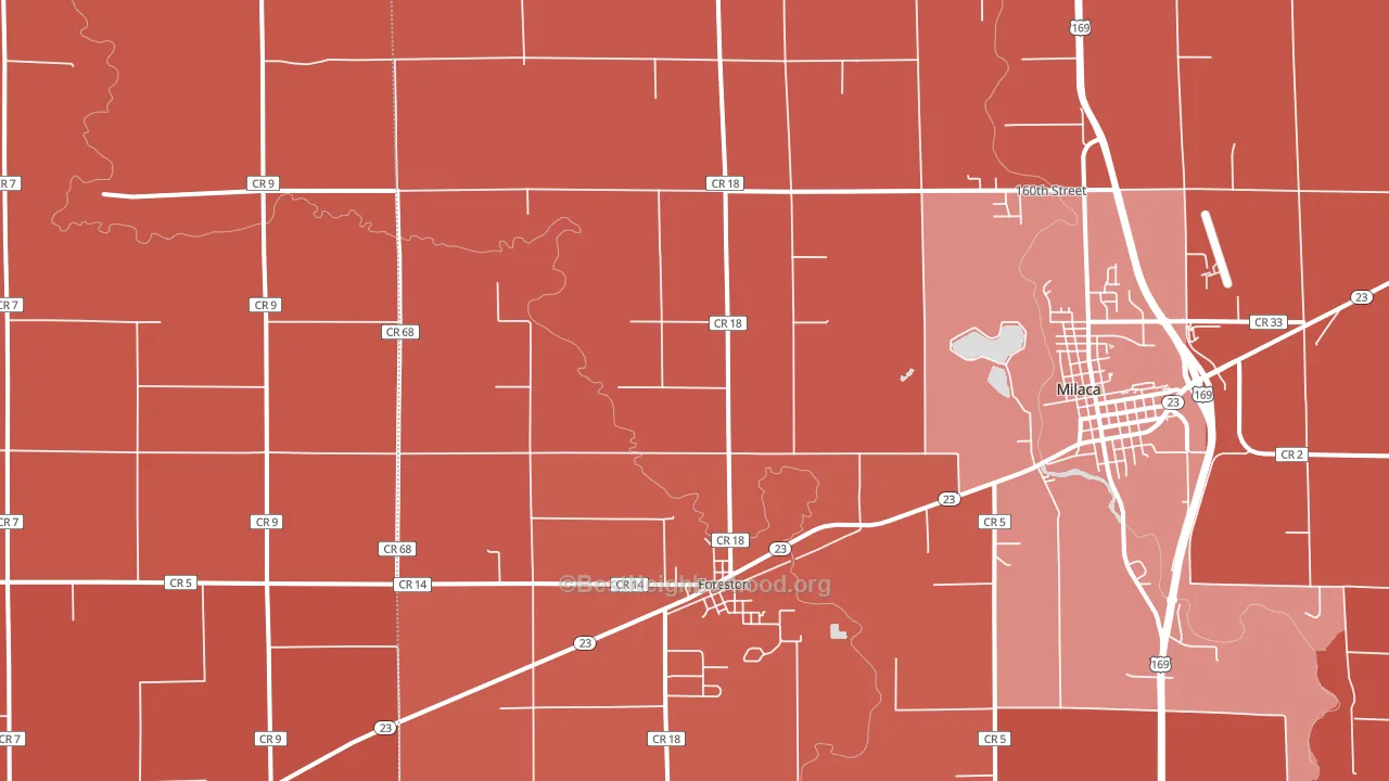 Foreston, MN block-group political-lean map