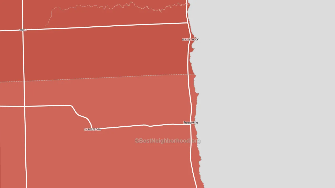 Forestville, MI block-group political-lean map
