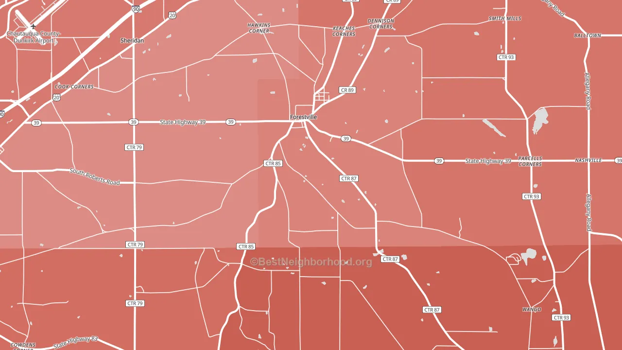 Forestville, NY block-group political-lean map