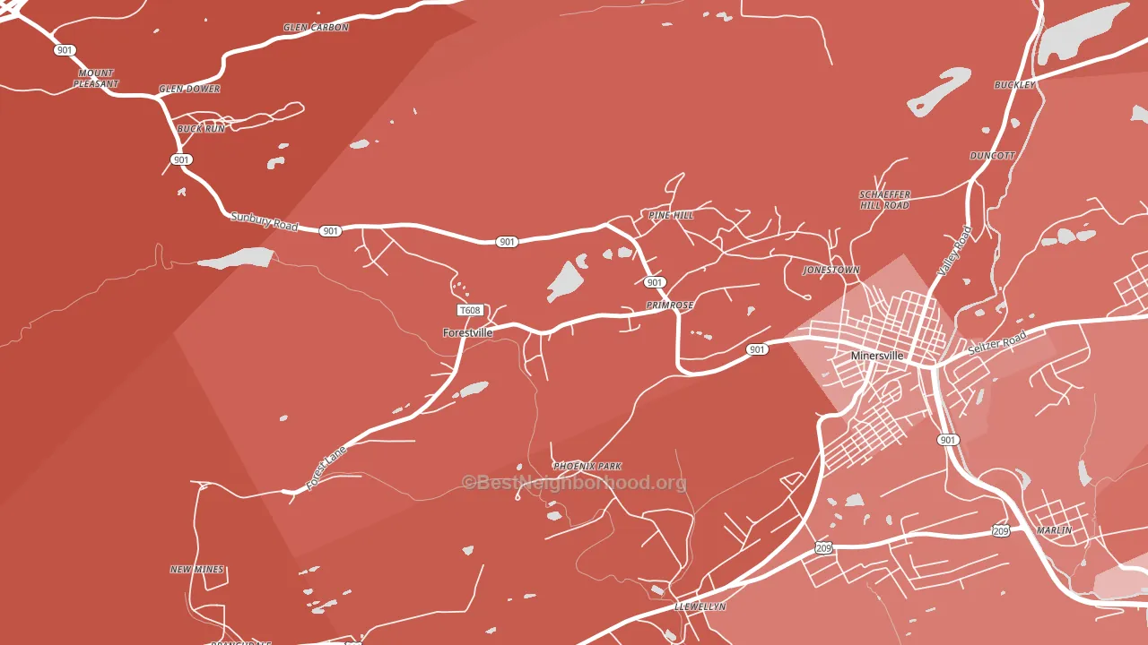 Forestville, PA block-group political-lean map