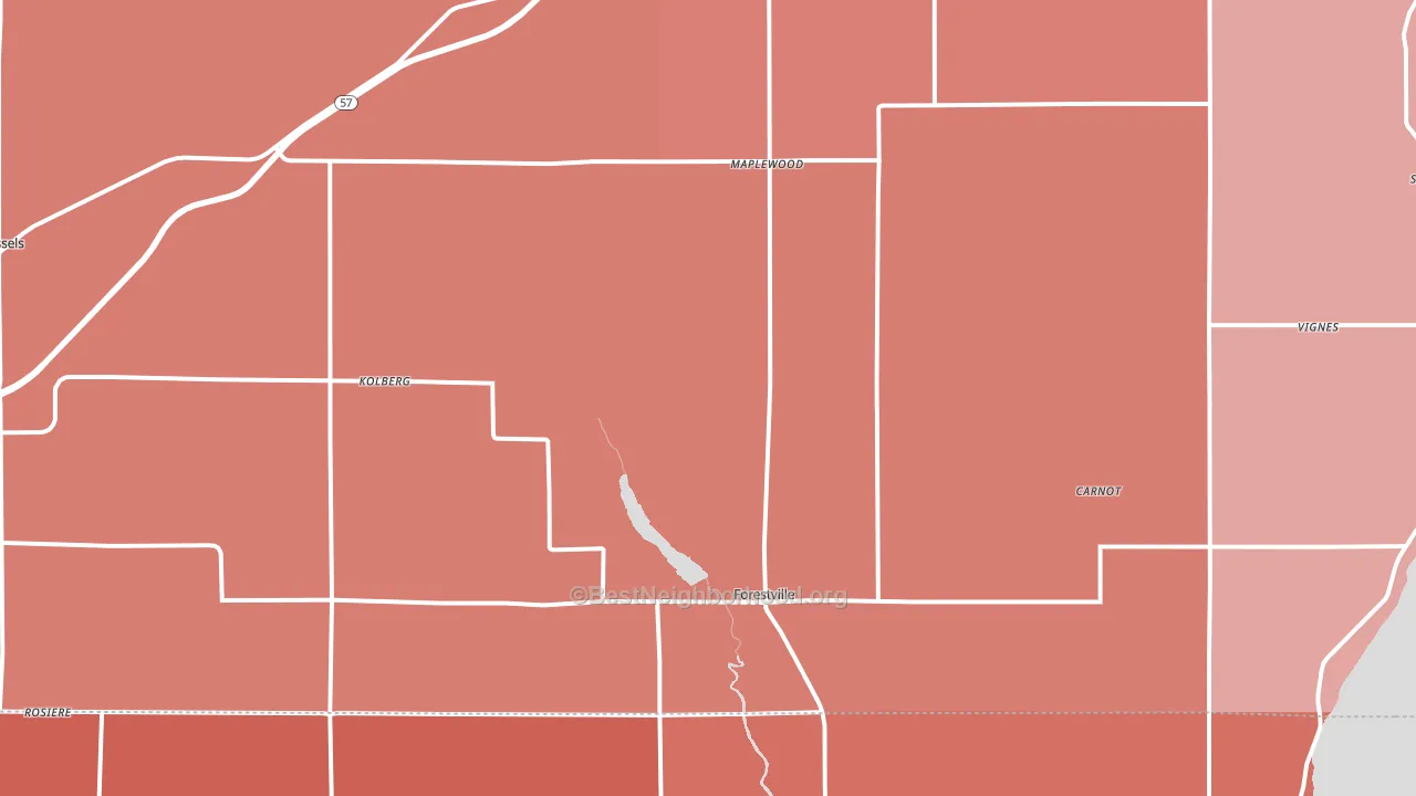 Forestville, WI block-group political-lean map