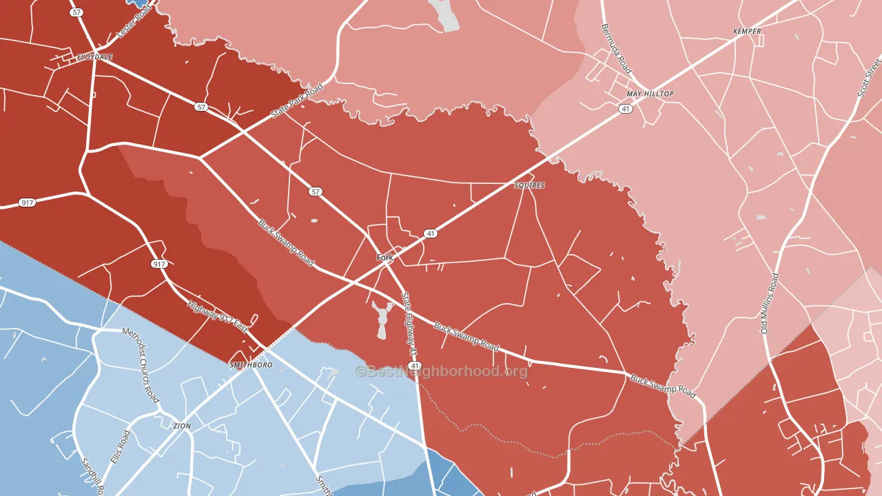 Fork, SC block-group political-lean map