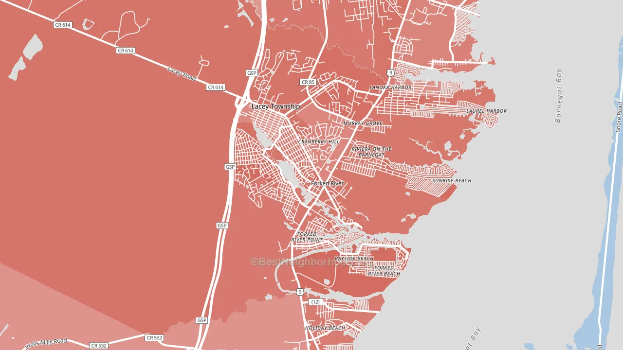 Forked River, NJ block-group political-lean map