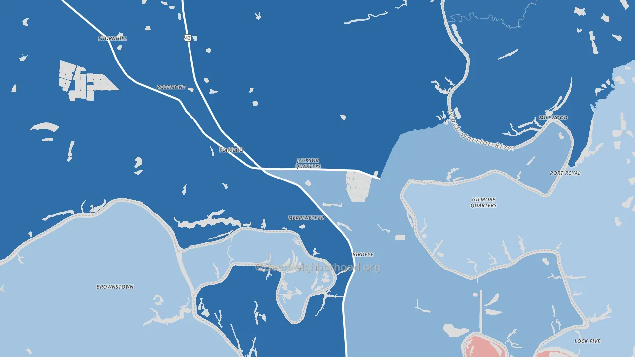 Forkland, AL block-group political-lean map