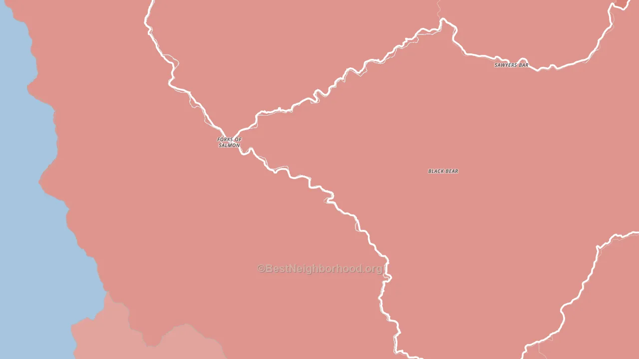 Forks Of Salmon, CA block-group political-lean map