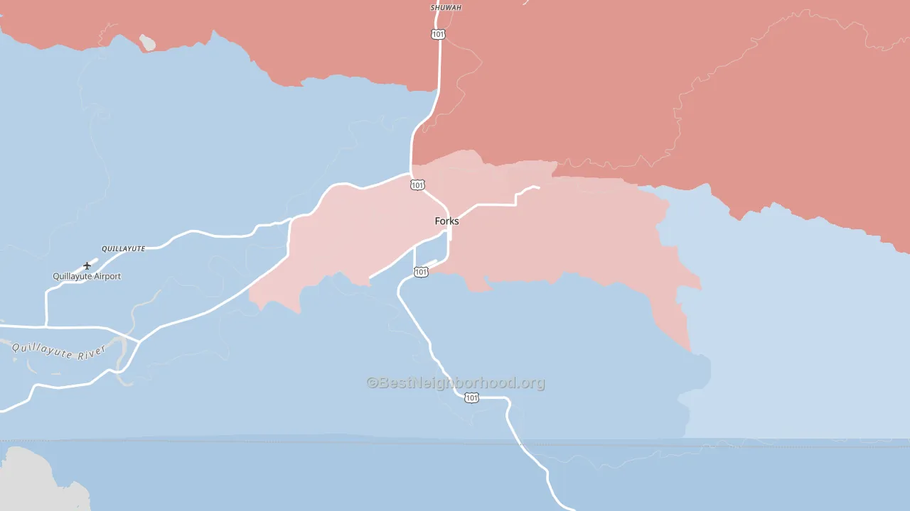 Forks, WA block-group political-lean map