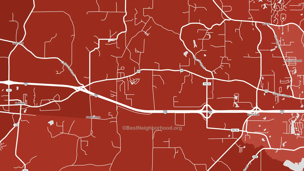 Forksville, LA block-group political-lean map