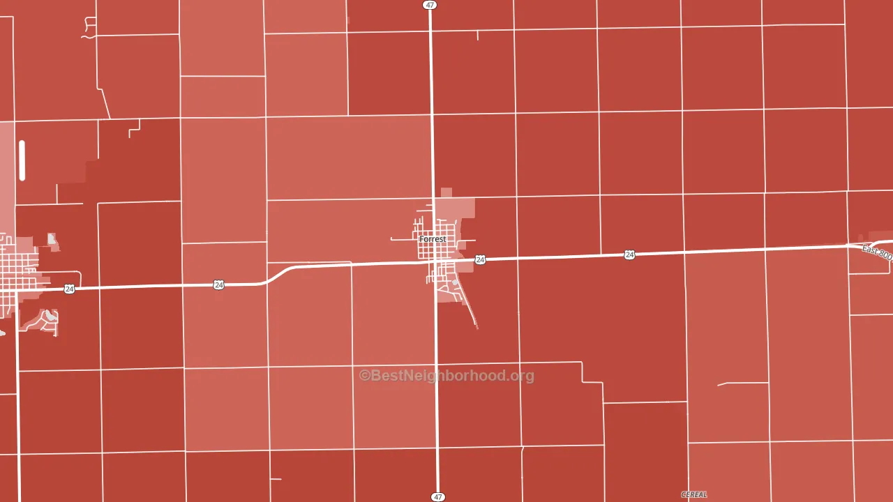 Forrest, IL block-group political-lean map
