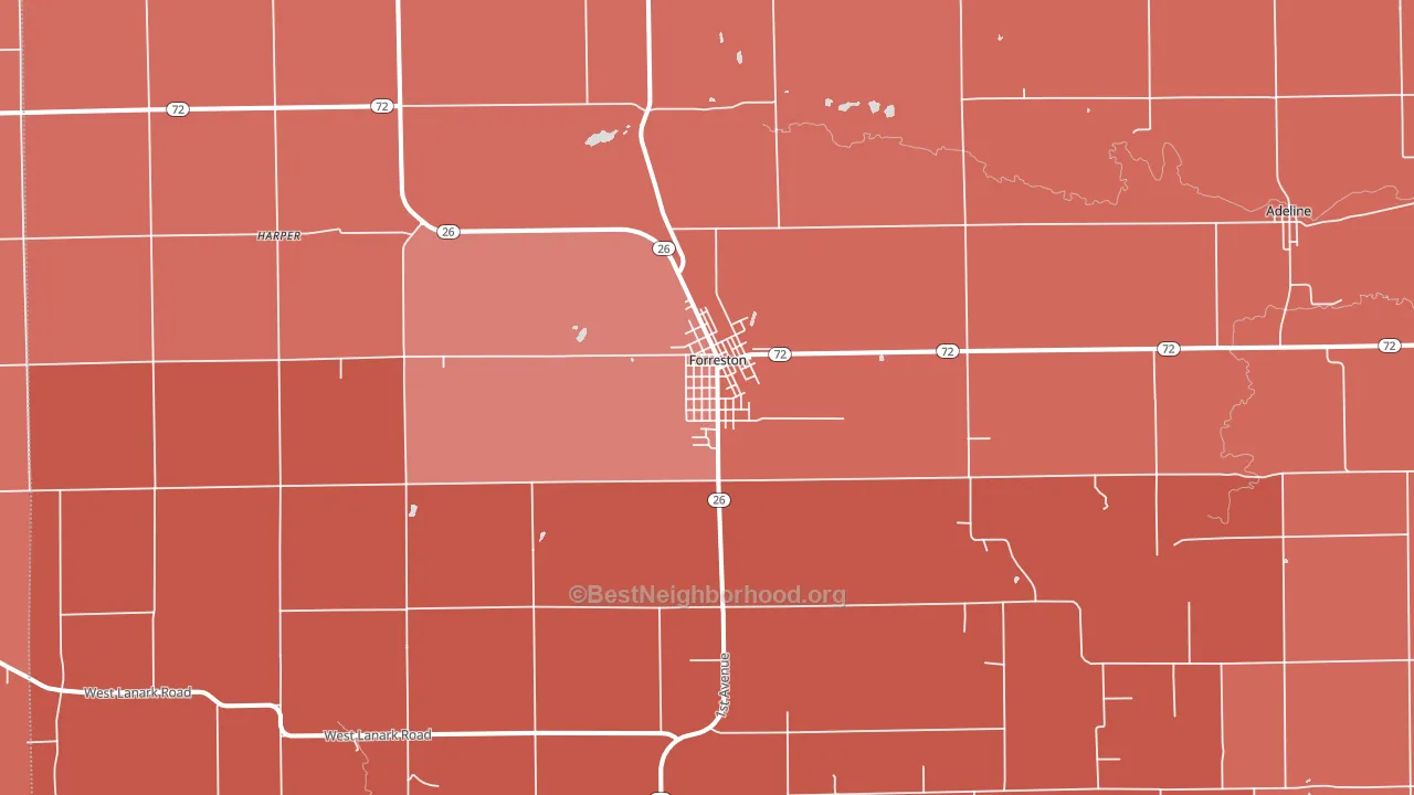 Forreston, IL block-group political-lean map