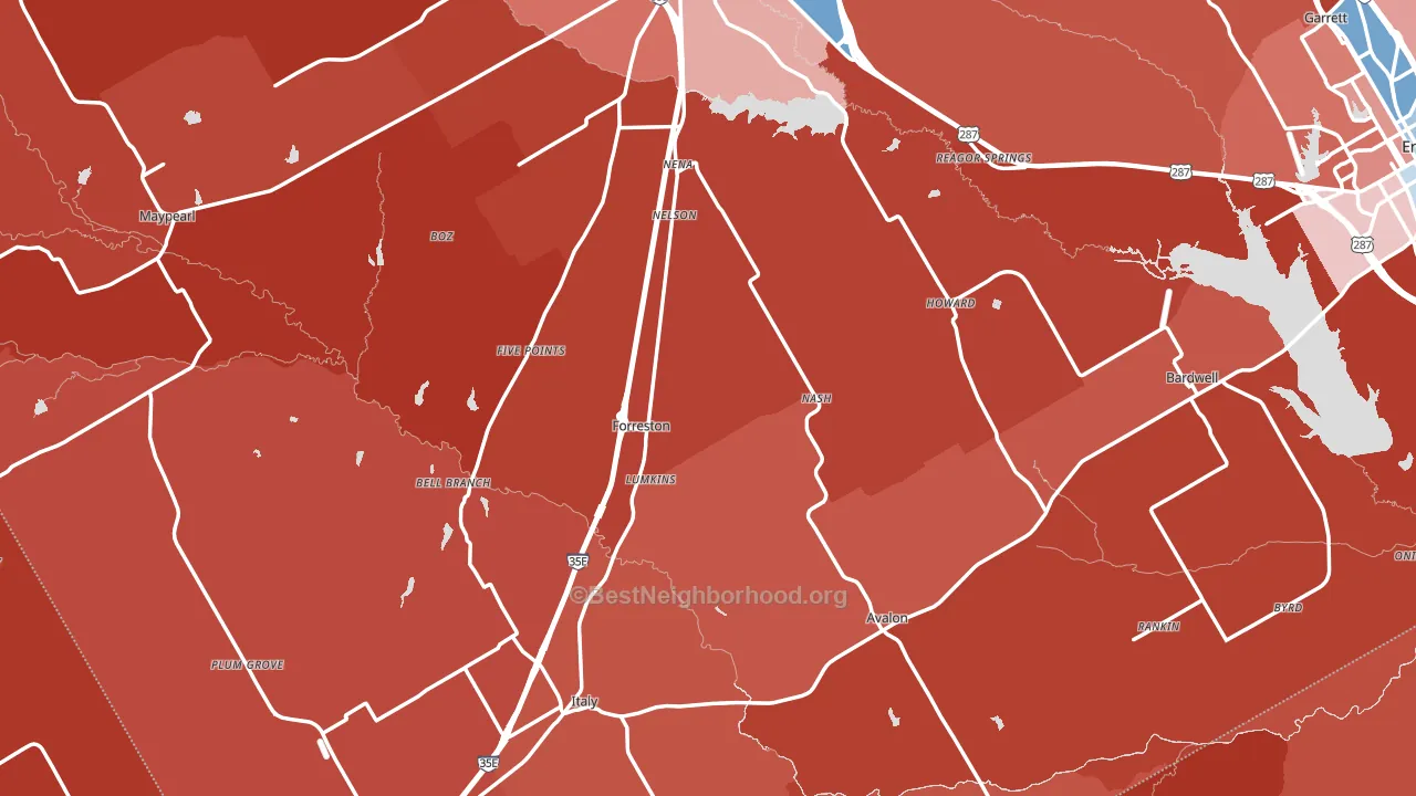 Forreston, TX block-group political-lean map