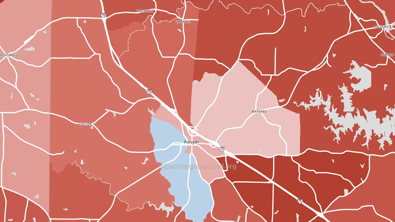 Forsyth, GA block-group political-lean map