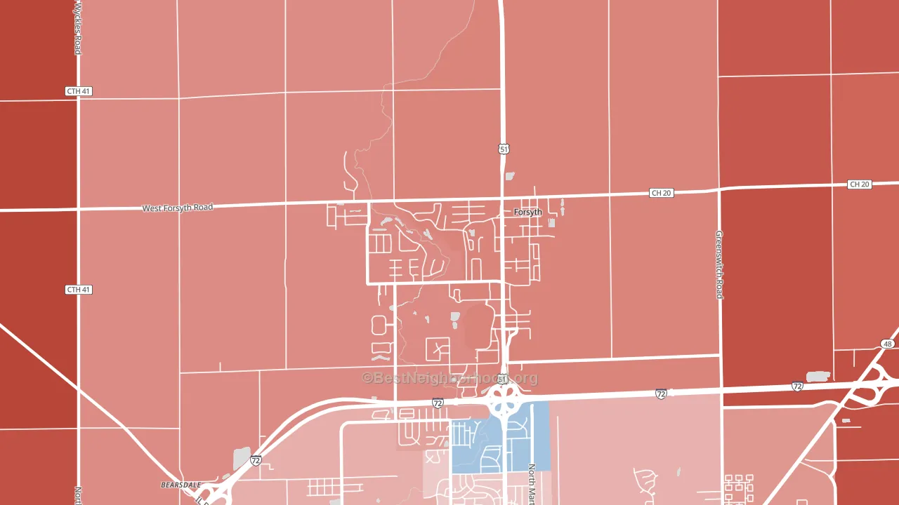 Forsyth, IL block-group political-lean map