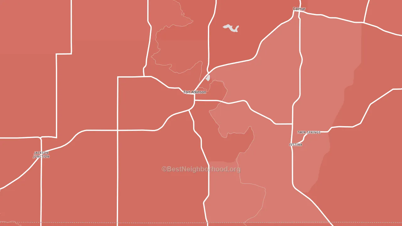Fort Atkinson, IA block-group political-lean map