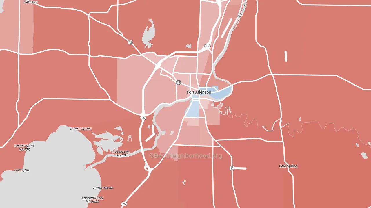 Fort Atkinson, WI block-group political-lean map