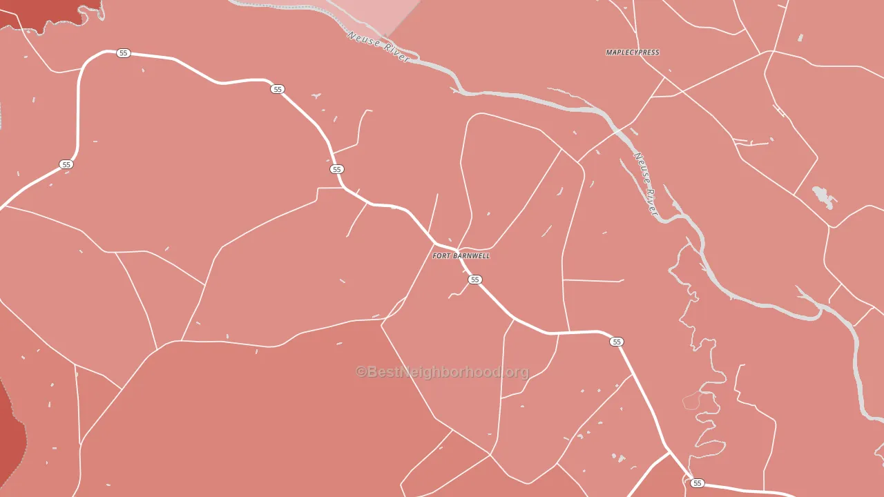 Fort Barnwell, NC block-group political-lean map