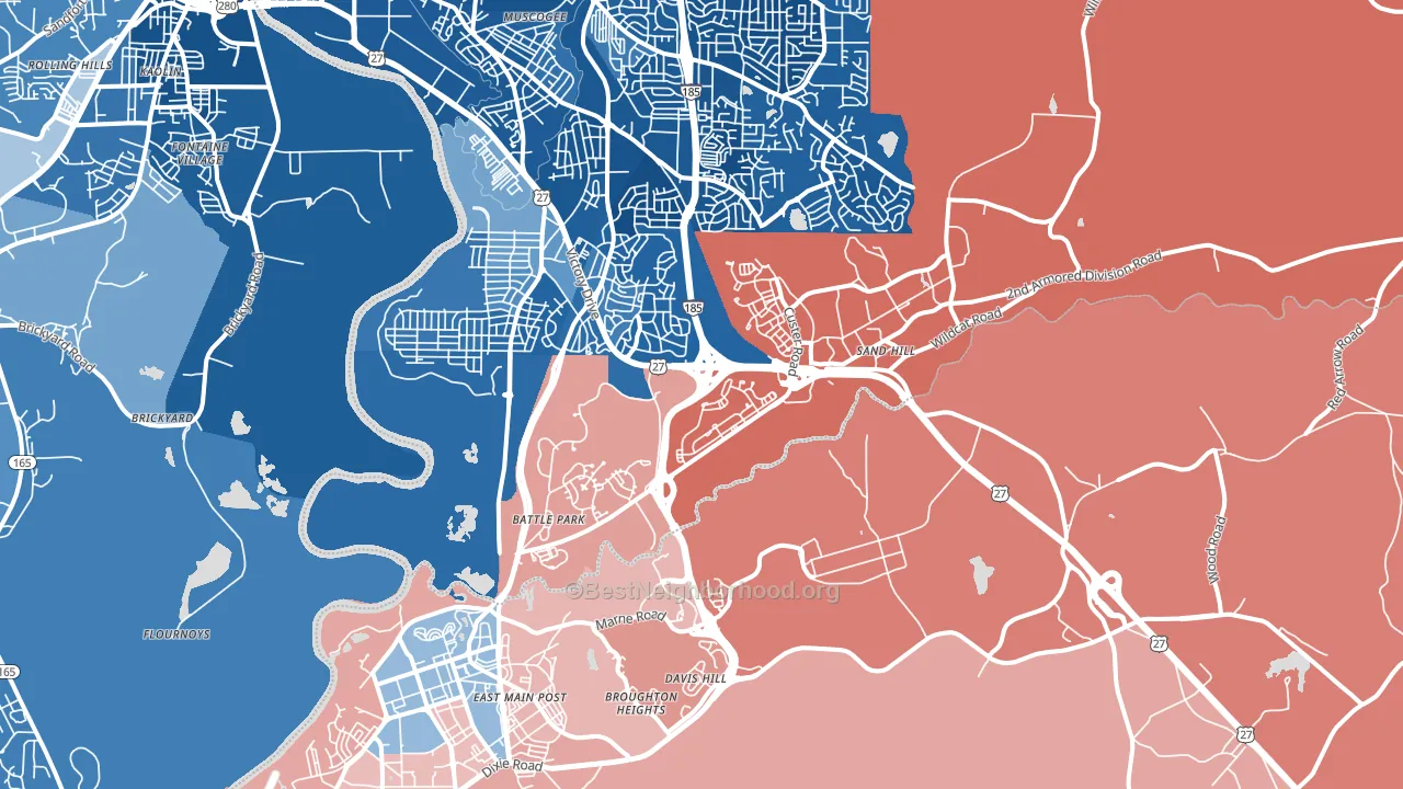 Fort Benning, GA block-group political-lean map