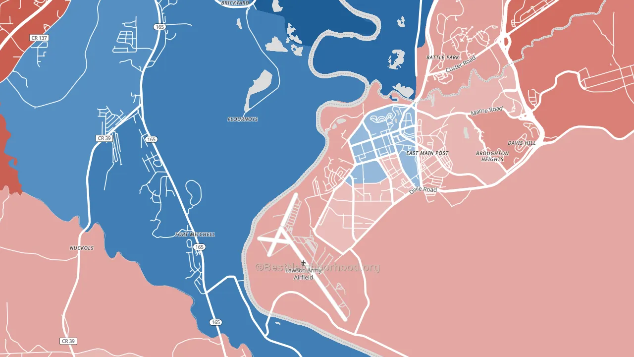 Fort Benning South, GA block-group political-lean map