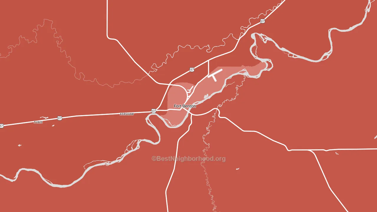 Fort Benton, MT block-group political-lean map