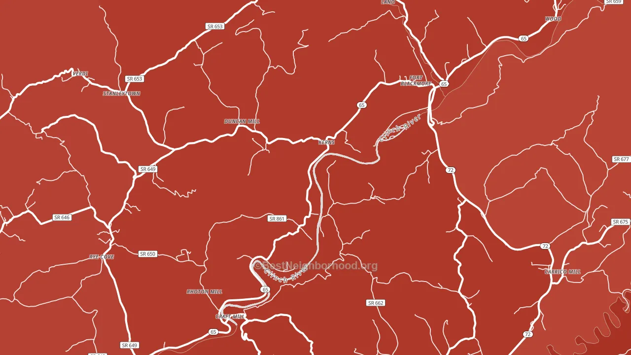 Fort Blackmore, VA block-group political-lean map