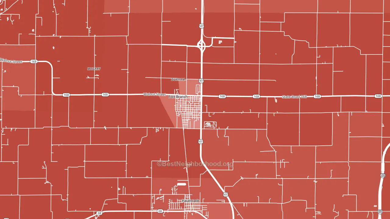 Fort Branch, IN block-group political-lean map