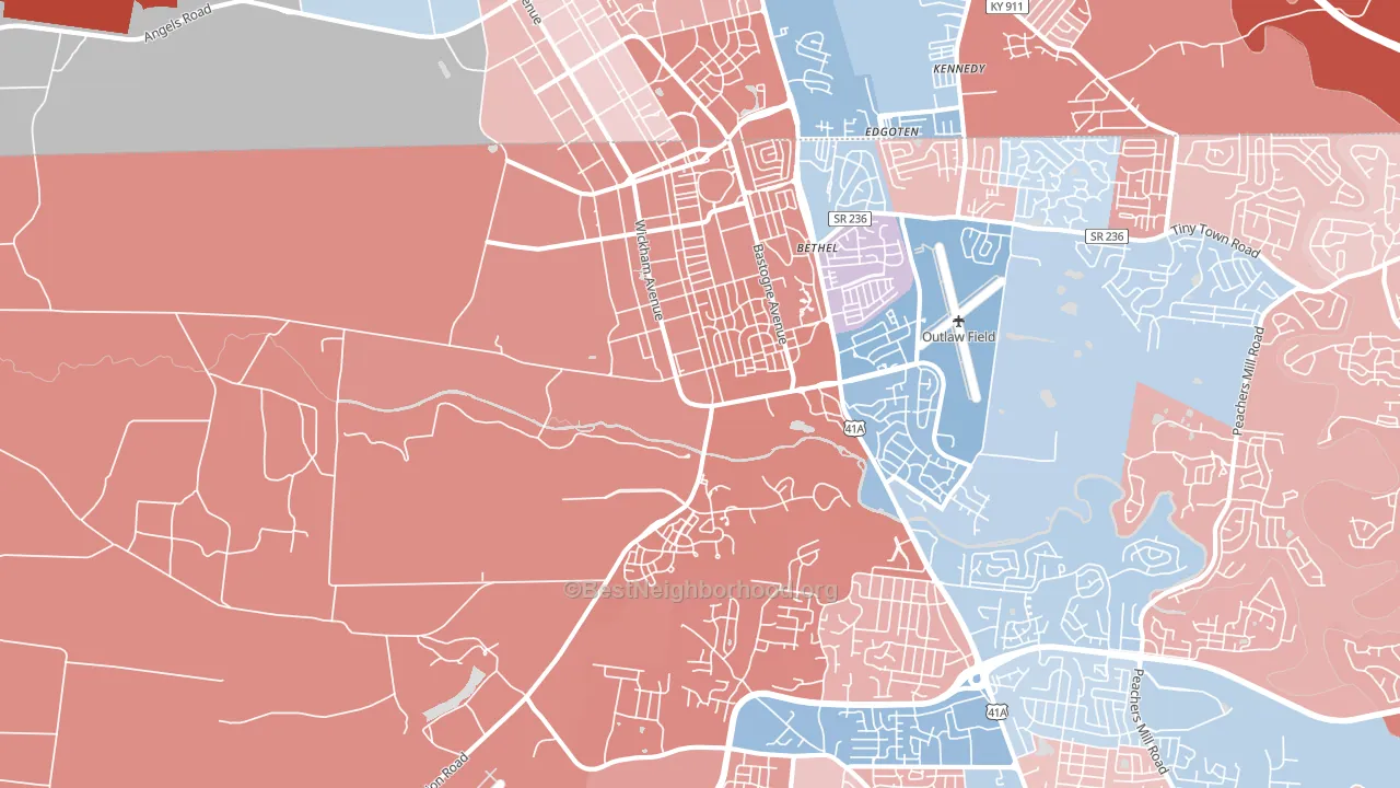 Fort Campbell, TN block-group political-lean map