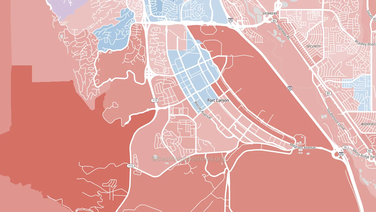 Fort Carson, CO block-group political-lean map