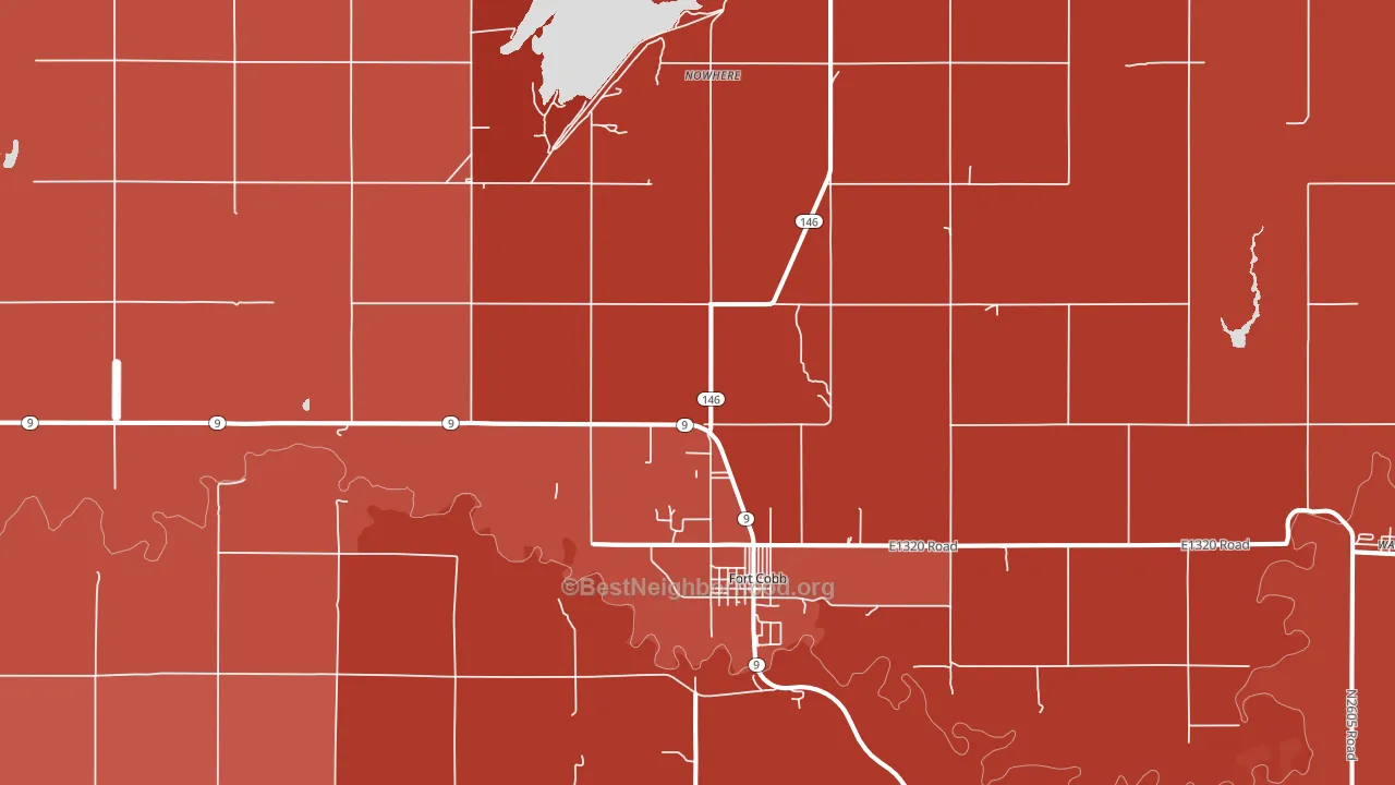 Fort Cobb, OK block-group political-lean map