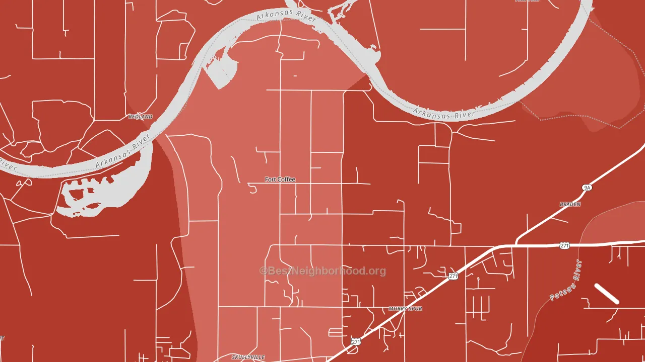 Fort Coffee, OK block-group political-lean map