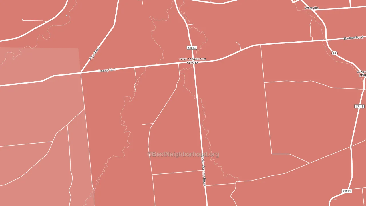 Fort Covington Center, NY block-group political-lean map