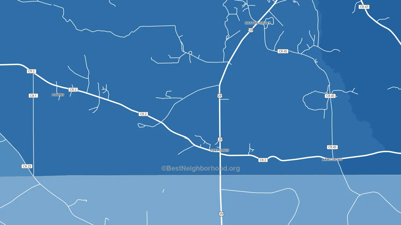 Fort Davis, AL block-group political-lean map