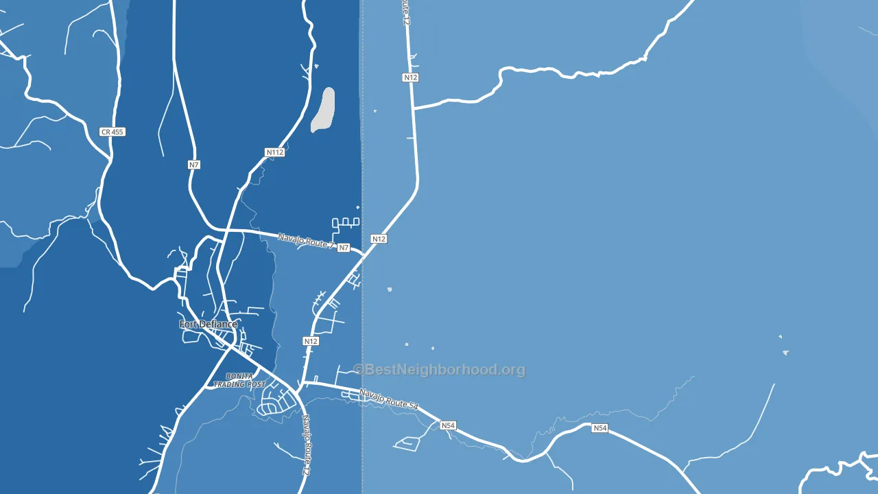 Fort Defiance, NM block-group political-lean map