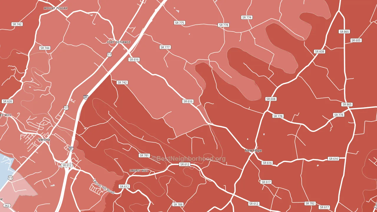 Fort Defiance, VA block-group political-lean map